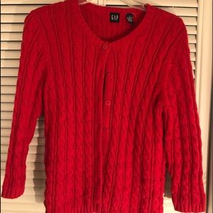 GAP Red cable cardigan. 3/4 sleeve.
